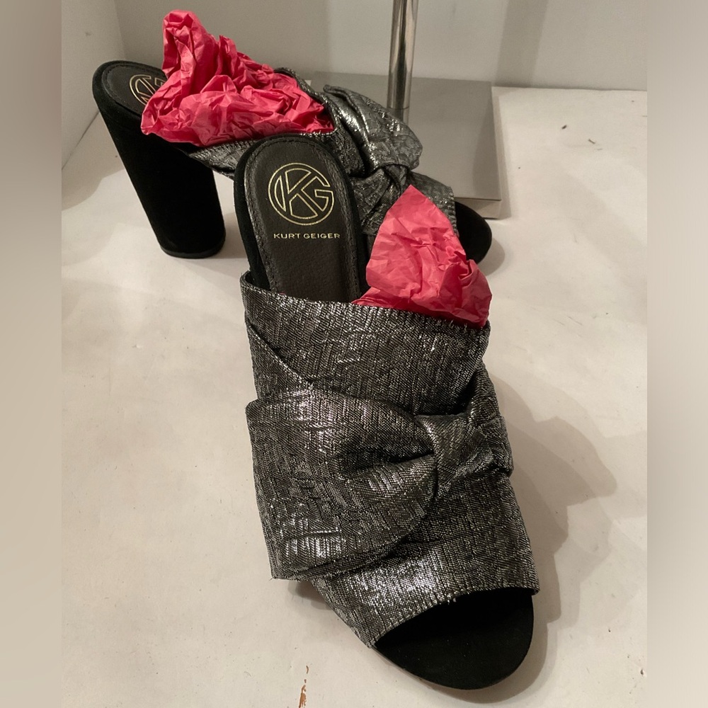 NWOT Kurt Geiger silver/black mules